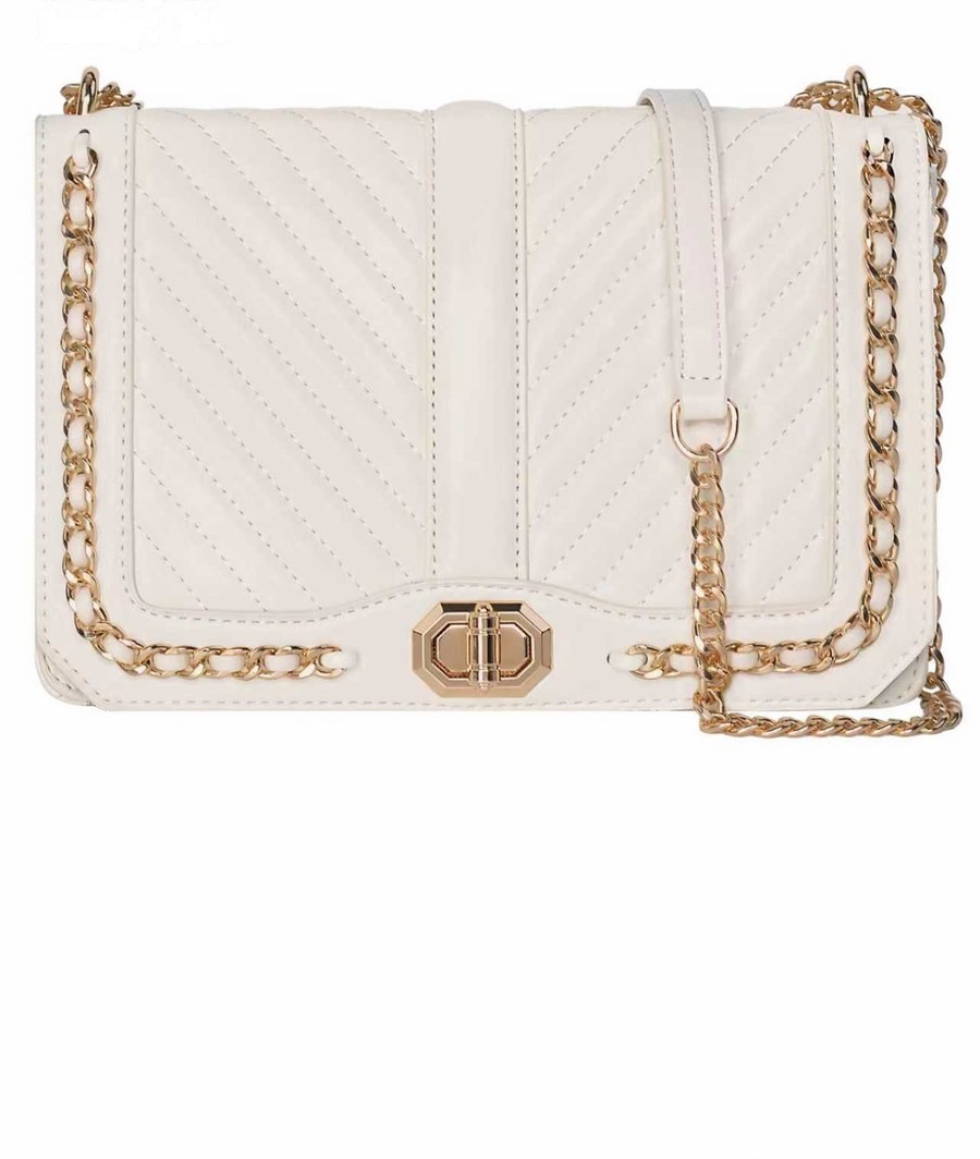 Quilted chain crossbody bag in ivory